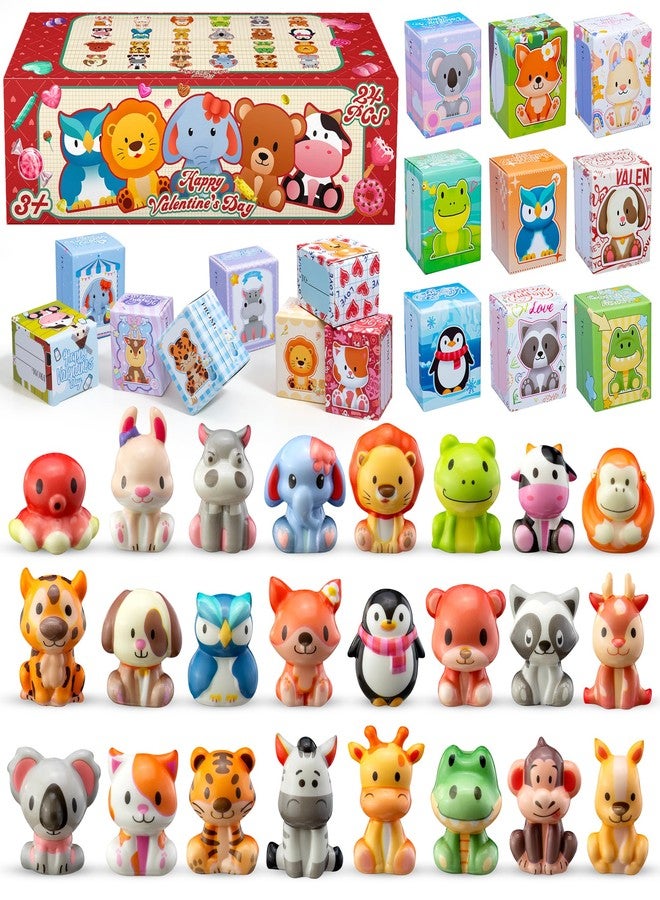 DMIGHT Valentines Day Gifts for Kids Party Favors 24PCS Safari Animal Squishy Toys,Goodie Bag Stuffers, Pinata Stuffers,Birthday Gifts for Boys & Girls,Treasure Chest Prizes,Classroom Prizes - Image 1
